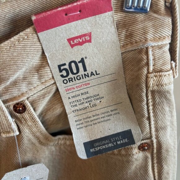 Levi’s 501 Original High Rise Straight Leg Tan Denim Jeans Women’s 25x30 NWT - Picture 6 of 9